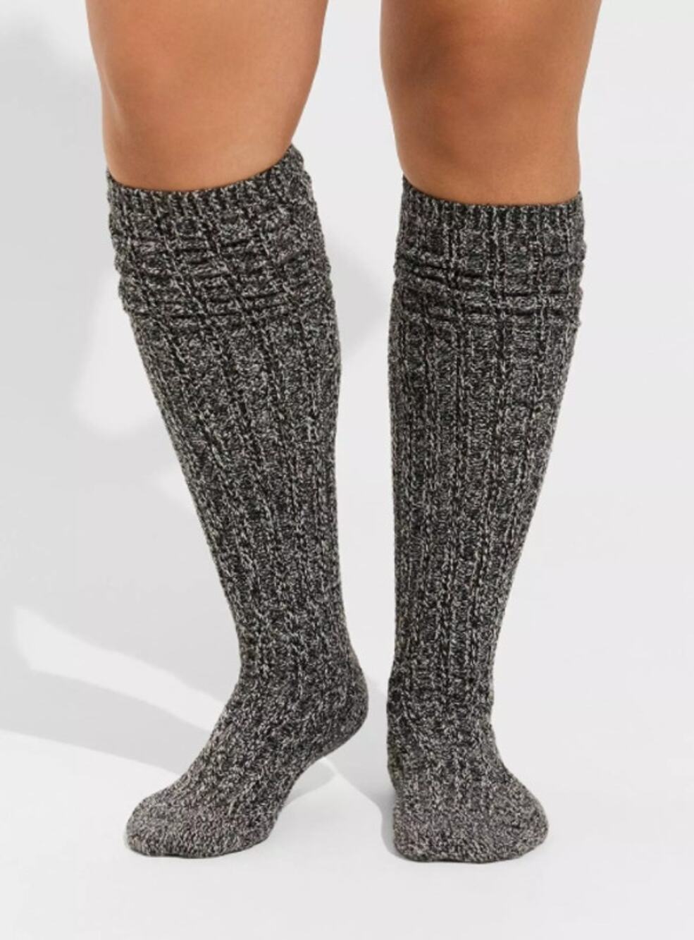 Torrid Women's Plus Size Marled Black Slouchy Knee High Socks Size 10-13 New